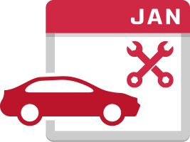 Calendar with car and service icons